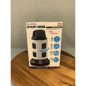 Spin Power by Bell&Howell Surge Protector Charging Station 4 Outlets /‎ 6 USB